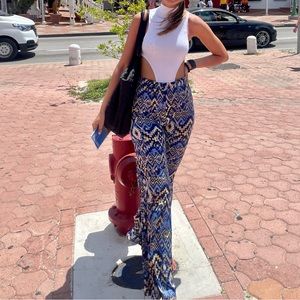 High rise wide leg pants